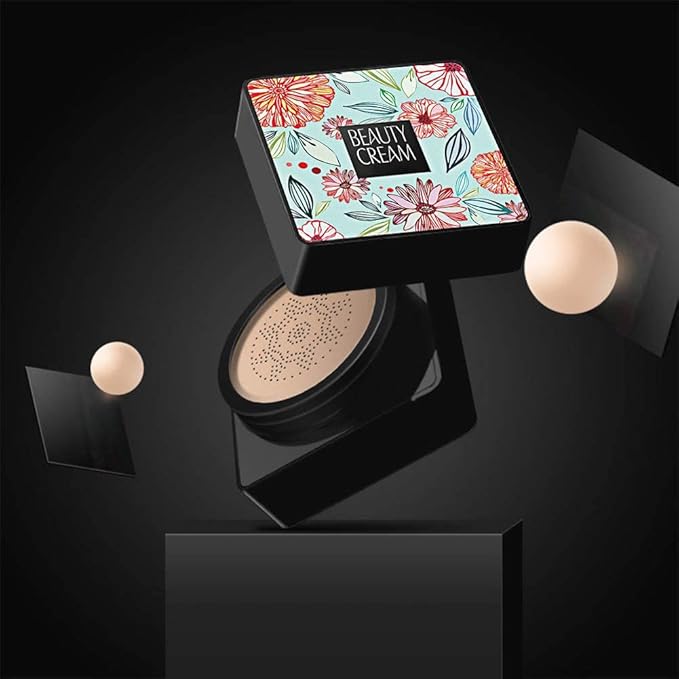 GL-Turelifes Mushroom Head Air Cushion Foundation CC Cream Water Feeling Flawless BB Cream Moisturizing Oil Control, Lightweight & Smoothing Natural Concealer (Natural Color)