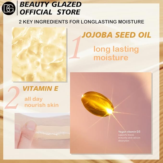 Beauty Glazed Soft Matte Silky Full Coverage Liquid Foundation, Multi-Use Buildable Foundation Lightweight Feel Oil Control Longwear Naturally Flawless Coverage Foundation (102 Nude)