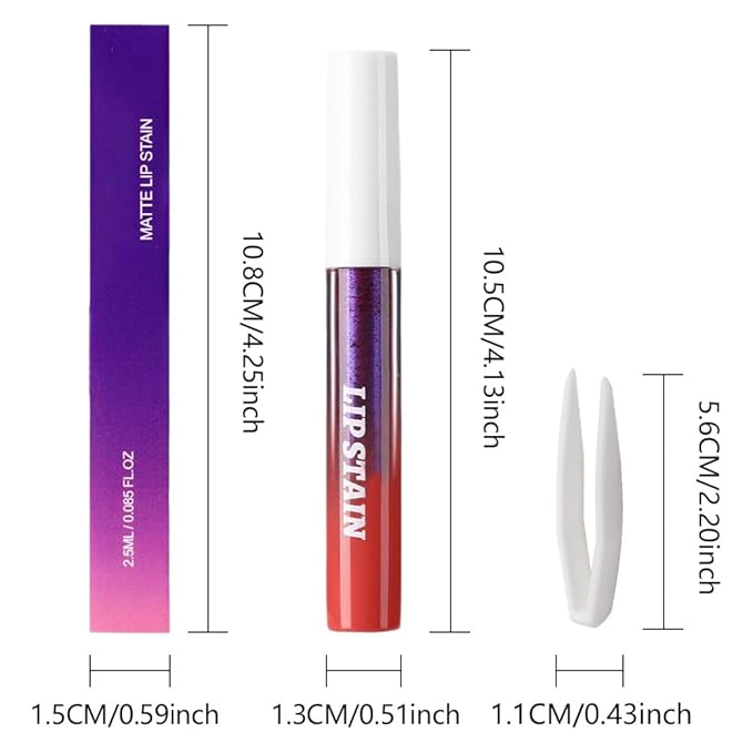 evpct Brownish Red Peel Off Lip Stain Tints with Tweezer, Matte Liquid Lipstick Lip Stain Long Lasting Waterproof for Women Non-stick Cup Lipstick Peel Off High Pigmented Smudge-proof Easy to Apply 05