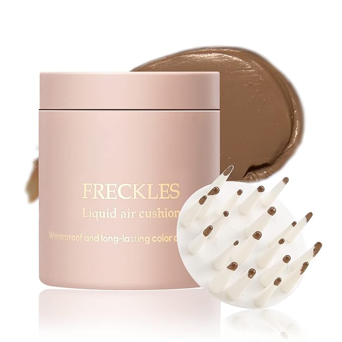 Boobeen Freckle Stamp Face Freckles Air Cushion Liquid Freckle Makeup Stamp Waterproof Fake Freckle Pen Long Lasting Quick Dry Small Spot Freckle Makeup, Create Natural Freckles Makeup