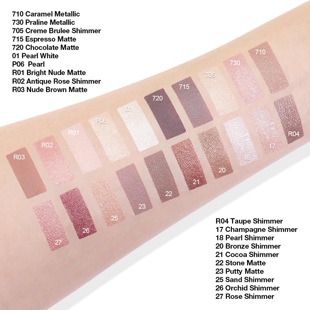 Cream Glitter Pearl Shimmer Metallic Eyeshadow Palette Makeup, Natural Single Mini Instant Holographic Eyeshadow For Women, Sombras Crema Para Ojos, Talc, Paraben & Cruelty Free, 18
