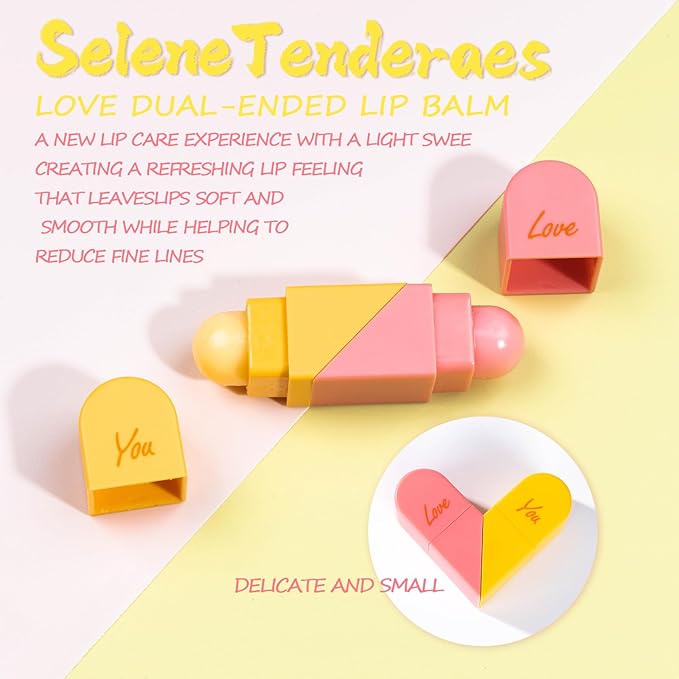 Heart Shaped Dual-use Deformable Lip Balm Stick - Honey, Peach. Repair, Keep Lips Moisturized,pink gift box,Gifts