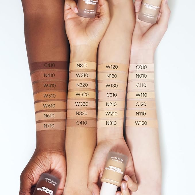 THE FACE SHOP Ink Lasting Liquid Foundation, Full Coverage, 72‑Hour Wear Semi‑Matte Finish, Makeup with Bakuchiol, W330 Amber, 0.84 Fl. Oz.