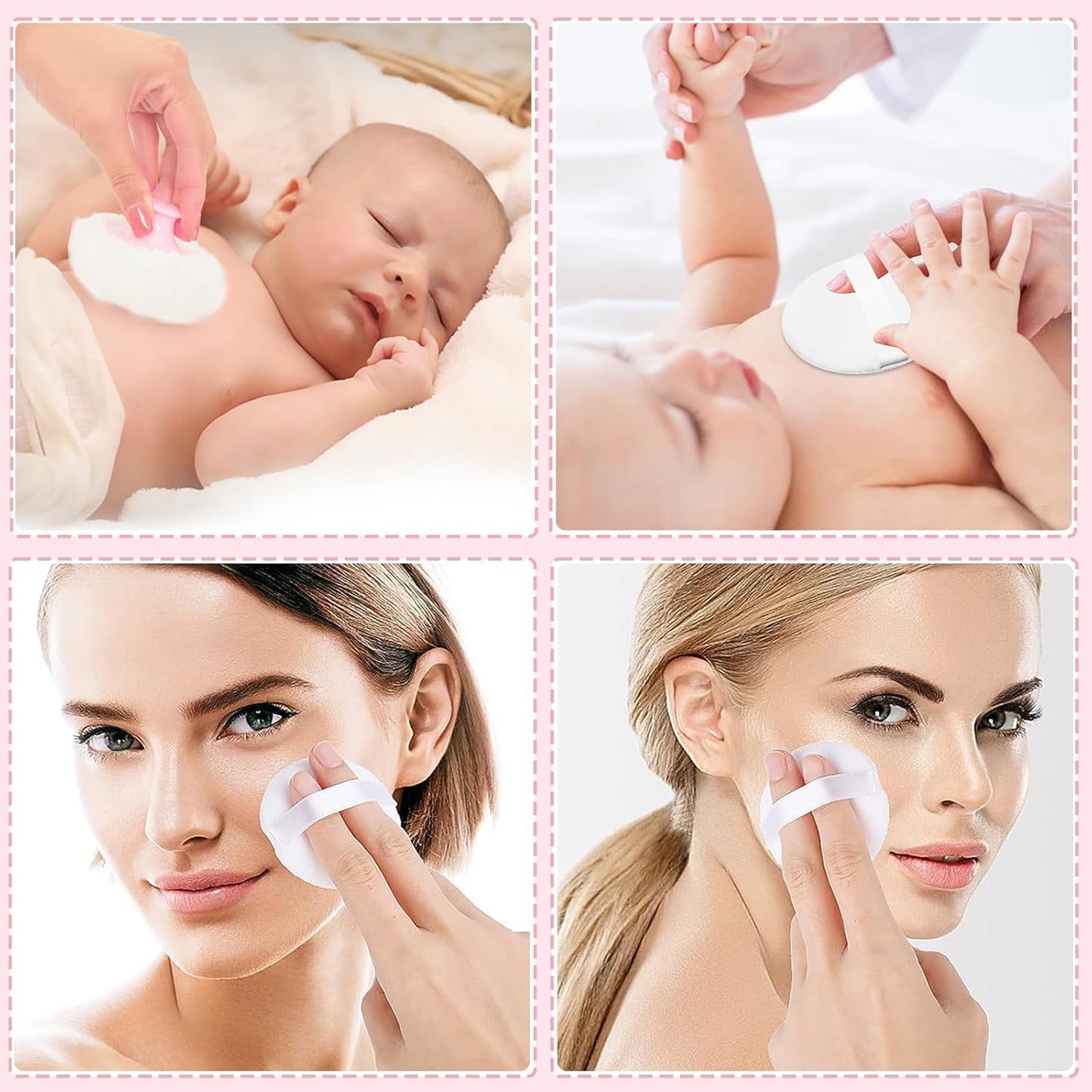 SHIMIDO Body Powder Puff and Container, 3.15" Portable Empty Powder Case Box with Lids for Baby, Women's, Travel and Home Use (Purple Flowers)