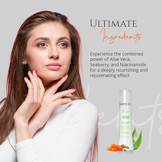 Hydrating Serum Mist (6.26 + 1.35) FL OZ - (Comes with Refill) - Improves Tone & Texture β Calms, hydrates, refreshes Sensitive Skin - Hyaluronic Acid Serum, E Vitamins - Anti-Wrinkle