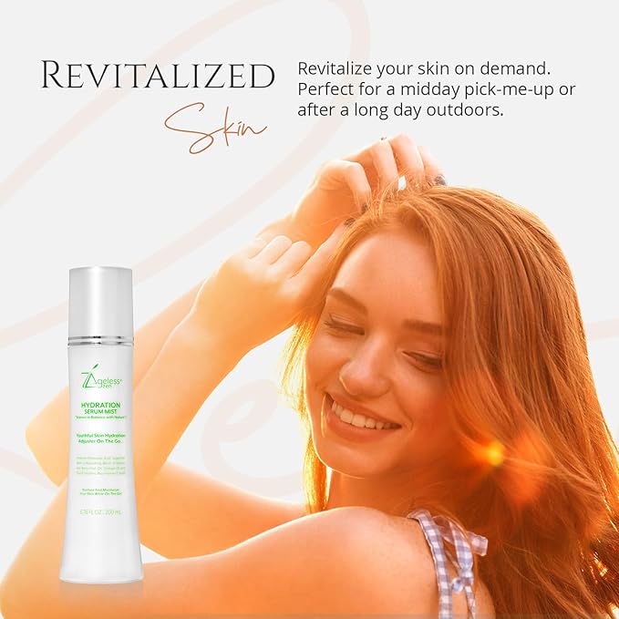 Hydrating Serum Mist (6.26 + 1.35) FL OZ - (Comes with Refill) - Improves Tone & Texture β Calms, hydrates, refreshes Sensitive Skin - Hyaluronic Acid Serum, E Vitamins - Anti-Wrinkle