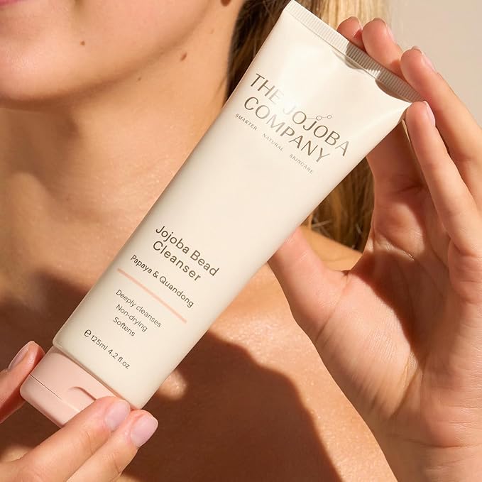 The Jojoba Company Bead Cleanser With Papaya & Quandong - Exfoliating & Hydrating Cream Face Wash - Gentle for Sensitive Skin - Pore Cleansing - For All Skin Types - 125ml