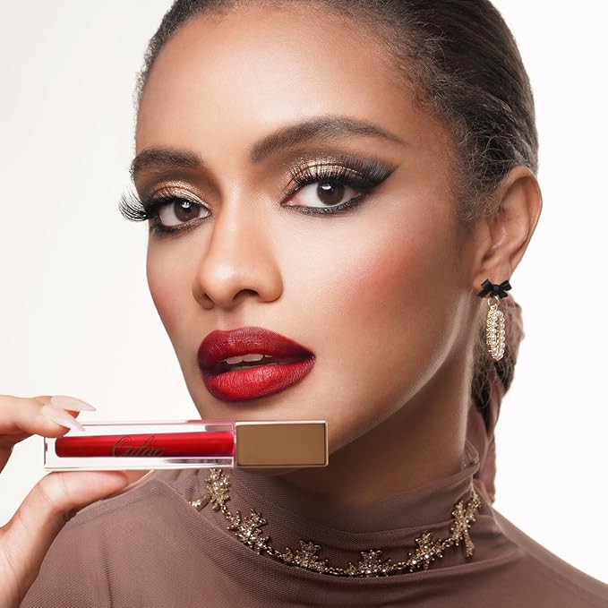 Oulac Matte Liquid Red Lipstick for Women, Deep Red Lip Gloss Creamy Matte Texture, Waterproof, Non-Stick Cup, Extra-Pigmented Lip Tint Stain with Vitamin E & Rose Oil, Vegan, Cruelty-Free, M01