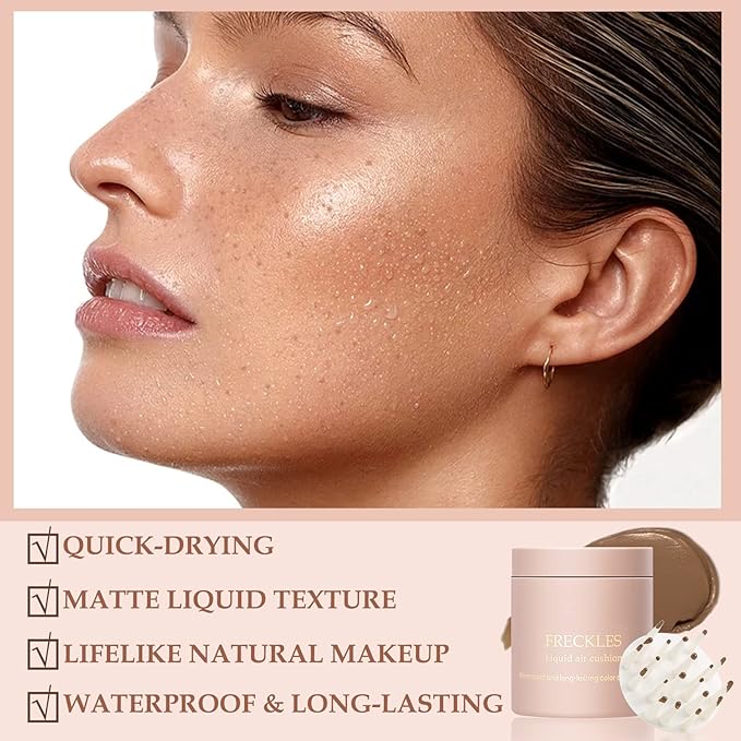 Boobeen Freckle Stamp Face Freckles Air Cushion Liquid Freckle Makeup Stamp Waterproof Fake Freckle Pen Long Lasting Quick Dry Small Spot Freckle Makeup, Create Natural Freckles Makeup