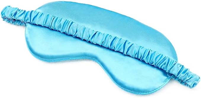 100% Natural Mulberry Soft Silk Sleep Mask, Light Blocking Eye Masks for Sleep, Night Blindfold Eye Mask Cover for Men and Women, Sleeping Night Mask for Travel (Blue)