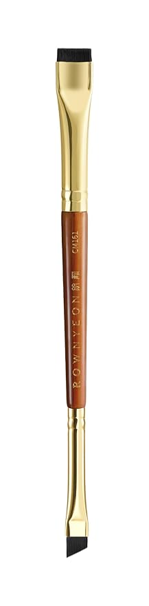 Desert Oak Series Precision Thin Eyeliner Brush - Dual-Ended Angled & Concave Tips for Winged Lines/Tightlining, Gel & Liquid Liner Compatible, Ebana Handle (CM 161)