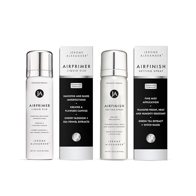 Jerome Alexander MagicMinerals Air Primer & Setting Spray Bundle – LiquidSilk Air Primer and AirFinish Setting Spray – Pore-Minimizing, Skin-Smoothing Formula for Long-Lasting, Flawless Matte Finish