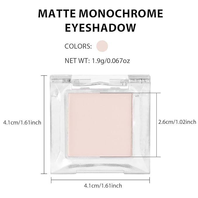 Eyeshadow Single Matte, High-Pigment Monochrome Eye Shadow Pressed Powder, Everyday Velvety Silky Eye Makeup Looks, Professional Long-Lasting Waterproof Single Eyeshadow Palette, Light Nude 01