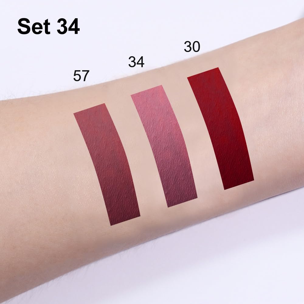 evpct 3Pcs Dark Red Nuetral Mauve Red Brown Matte Lip Liner Liquid Lipstick Stain Makeup Set for Women, Lip Liner Stain Long Lasting Waterproof Smudge Proof, Cruelty Free Lip Makeup 24 hours originale