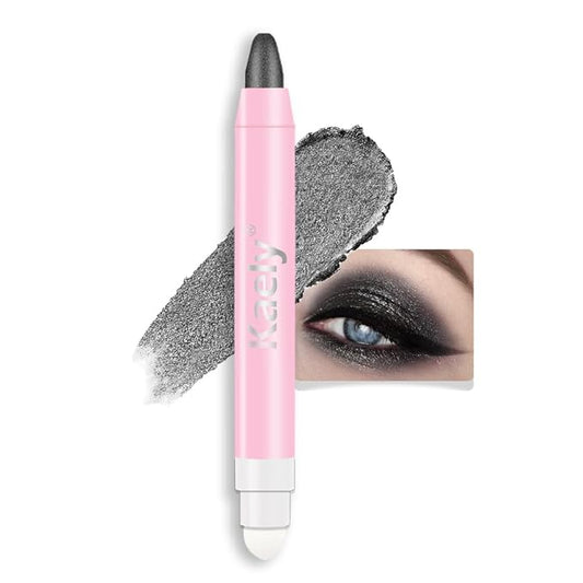 Kaely 2in1 Cream Eye Shadow Brightener Sticks for Eyes, Pencil Eyeshadow Applicator Stick Waterproof Pigmented, Eye Shadow Palette Highlighter Makeup, sombras para ojos, 03 Pearl Black Shimmer