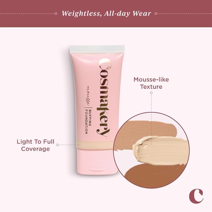 Foundation for Light to Full Coverage - Mousse Liquid Makeup Foundation for Uneven Skin Tone - Diverse Skin Types Mature, Dry, Oily - Oil-free, Cruelty-free (Deep)