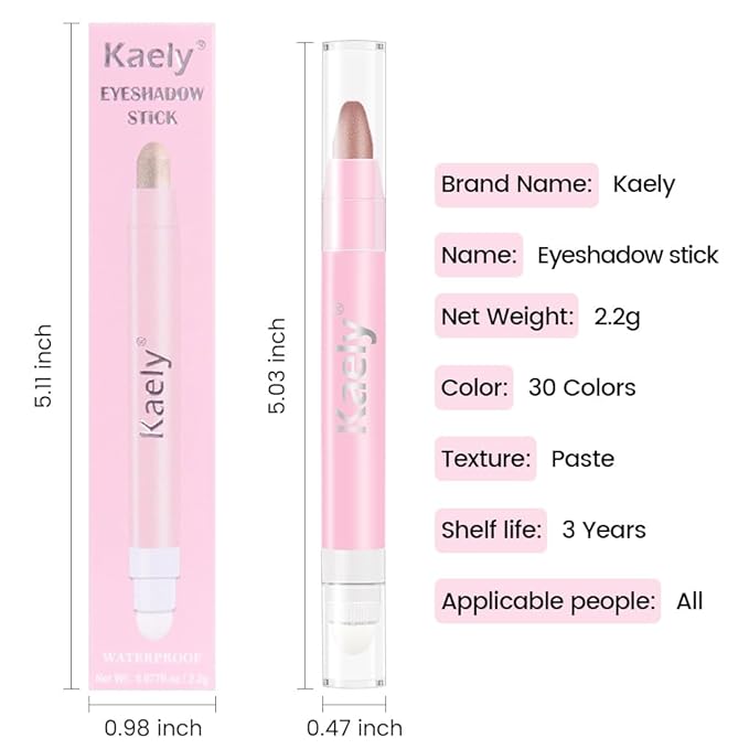 Kaely 2in1 Cream Eye Shadow Brightener Sticks for Eyes, Pencil Eyeshadow Applicator Stick Waterproof Pigmented, Eye Shadow Palette Highlighter Makeup, sombras para ojos, 36 Mauve taupe Shimmer