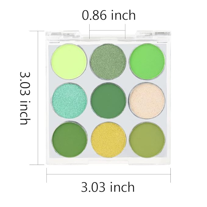 9 Colors Shimmer Matte Green Eyeshadow Palette. Highly Pigmented Light Green Eyeshadow Dark Green Eye shadow Paleta.Blendability Shiny Matte Green Makeup Powder Palet.paleta de sombras de ojos verdes