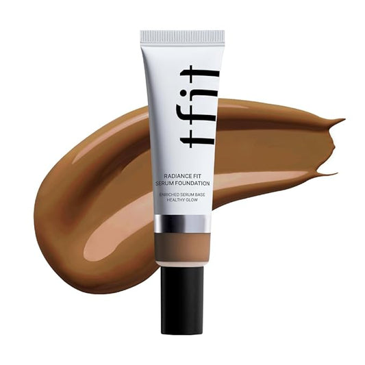 TFIT Radiance Fit Serum Foundation - Flawless Coverage, Dewy finish, Long-lasting, Lightweight, Korean Makeup,1.05 Oz. (W08 Tan, 1.05 Oz.)