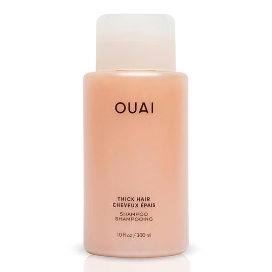 OUAI Thick Shampoo - Moisturizing Shampoo with Keratin, Marshmallow Root, Shea Butter, Avocado Oil for Thick Hair - Strengthens & Hydrates Strands - Paraben, Phthalate & Sulfate Free (10 Fl Oz)