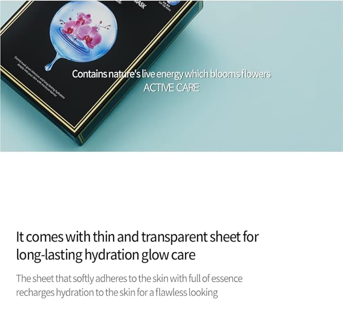 JMsolution Marine Luminous Pearl Deep Moisture 3 Step Skin Care Face Mask - Korean Skincare Facial Mask - boosting Brightening Moisturizing-10 Sheets for Dry Skin (Orchid)