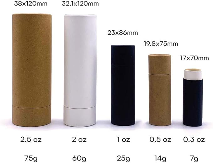 10 Pcs 1oz Cardboard Lip Balm Tubes Kraft Paper Lipstick Tube Empty Lip Gloss Containers Refillable Chapstick Container Round Paper Solid Tube for DIY Cosmetic Samples Lotion Deodorant,Brown