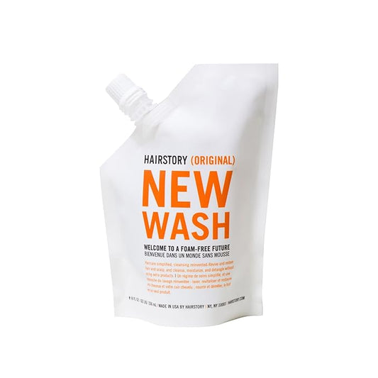 Hairstory New Wash Original Refill, Cleansing Cream for All Hair Types, Detergent Free Shampoo & Conditioner Alternative, Promotes Scalp Health, 8oz