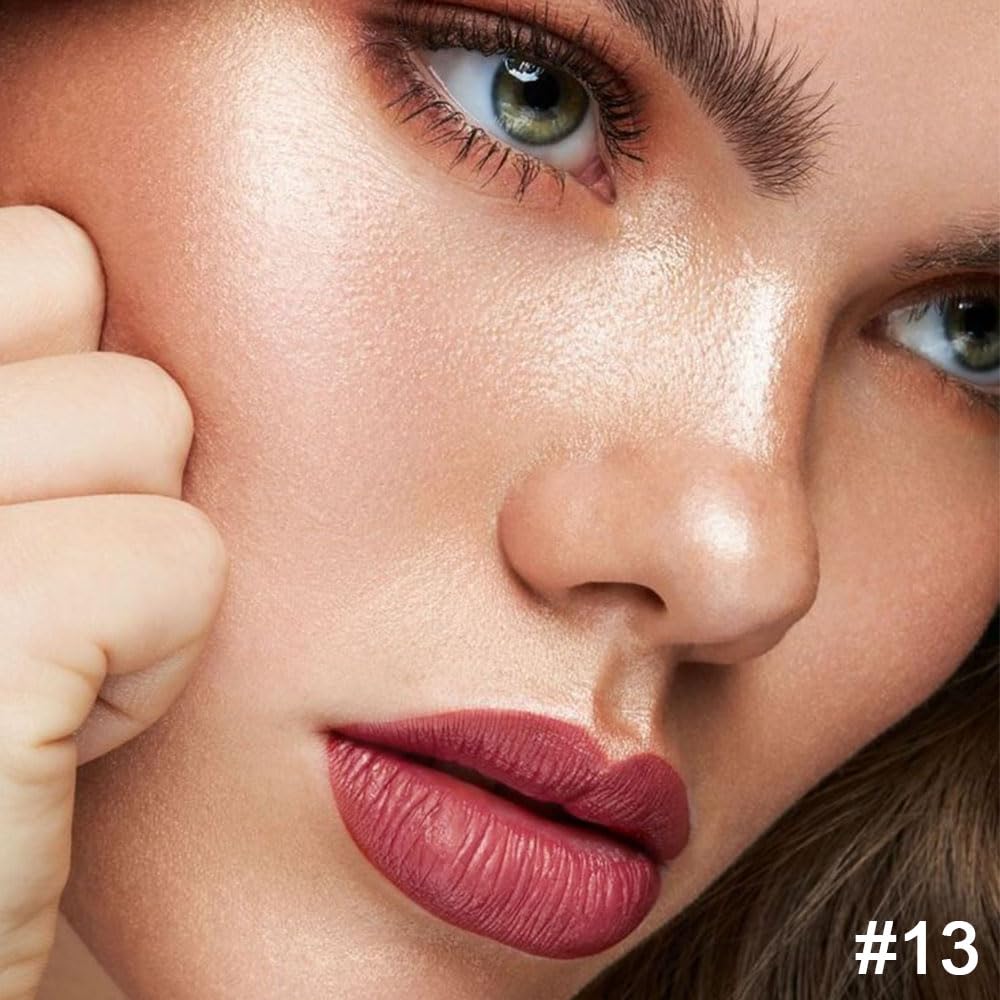 Kaely 2-in-1 Mauve Red Lip Liner & Lipstick Set Kit for Women, Matte Lips Kit with Lip Liner Lip Stains Long Lasting Waterproof 24 Hour Lipstick and Lip Liners Combo Lipliners Pencil Set 13