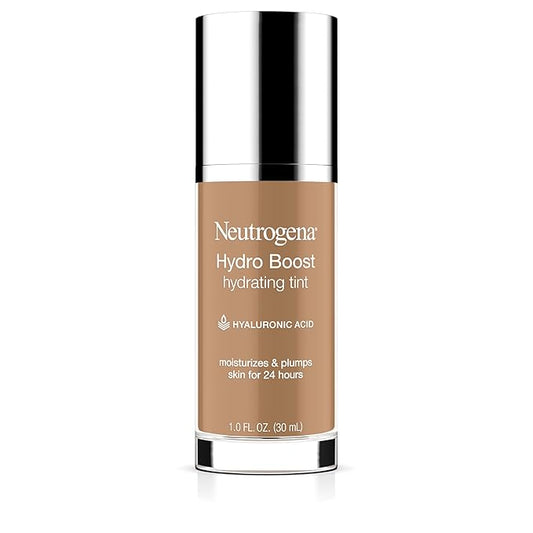 Neutrogena Hydro Boost Hydrating Tint Foundation Makeup for Dry Skin, with Hyaluronic Acid, Lightweight Oil-Free Water Gel, Non-Comedogenic, 105 Caramel Color 1.0 fl. oz