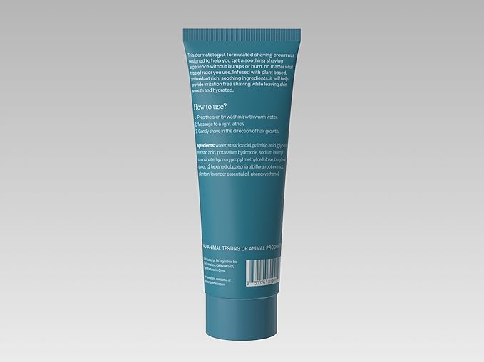 MDacne Shaving Cream for Acne-Prone Skin - Soothing, Oil-Free, Eliminates Razor Burn, Cuts & Infections - Reduce Skin Irritation & Prevent Shave Bumps & Nicks - Vegan, Paraben-Free & Cruelty-Free