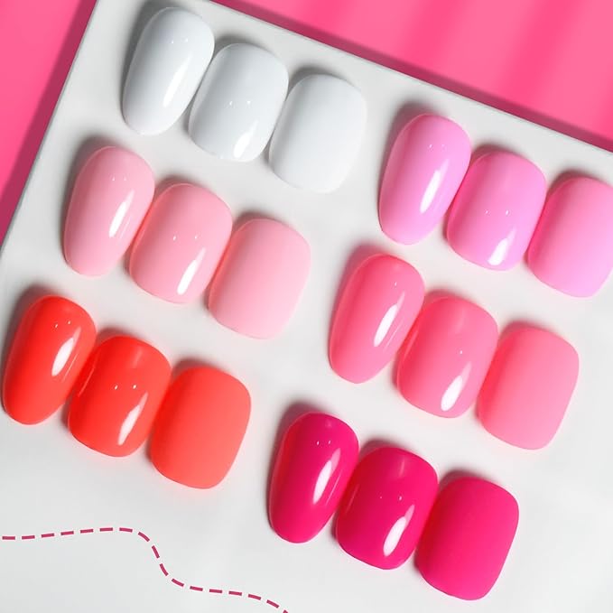 JODSONE 10ml 6 Colors Red Rose Pink Gel Nail Polish Set All Seasons Soak off U V Lamp Gel Manicure Set for Nail Art Long Lasting Valentine's Day Gifts for Her