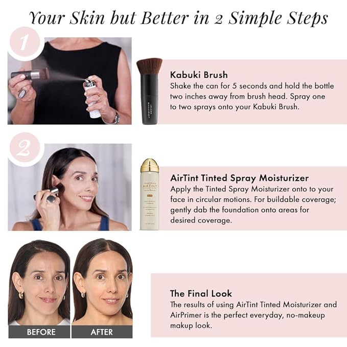 Jerome Alexander MagicMinerals AirTint Tinted Moisturizer AirBrush Spray Light | Tinted Moisturizer Spray with Anti-Aging Ingredients | Medium |2PC