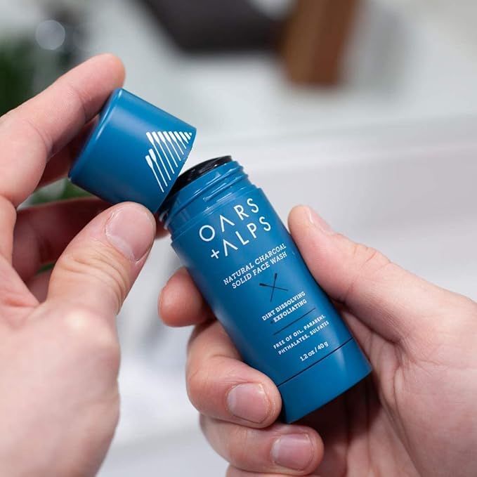 Oars + Alps Face Wash with Activated Charcoal, Dermatologist Tested Exfoliating Facial Cleanser, TSA Friendly, 1.4 Oz, 2 Pack
