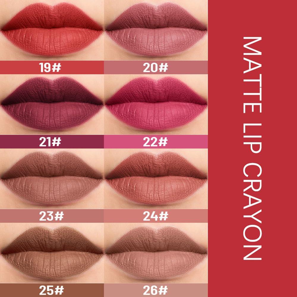 BINGBRUSH Lip Crayons Matte Longwear Lipstick Pack Set,Moisture Smooth Lipliner With Built-in Sharpener Ultimate Lip Crayon for Makeup- Waterproof Velvet Lipgloss Lip Stain(20#light coral)