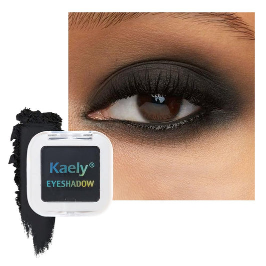 Kaely Pressed Single Eyeshadow Makeup, Black Matte Highly Pigmented Monochrome Eye Shadow Palette, Waterproof Neutral Powder Mini Eyeshadow, sombras para ojos, Lightweight Blendable, 07