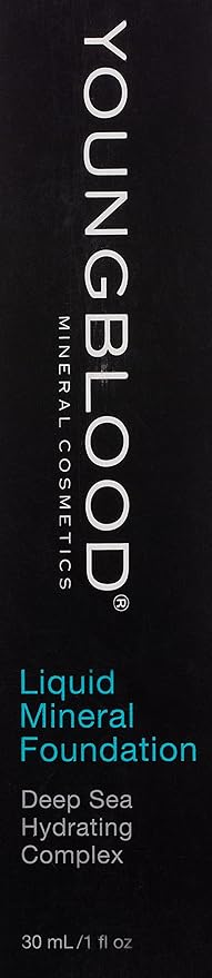 Youngblood Liquid Mineral Foundation, Shell, Dewy, Lightweight, Full Coverage, Vegan, Cruelty Free, Gluten-Free