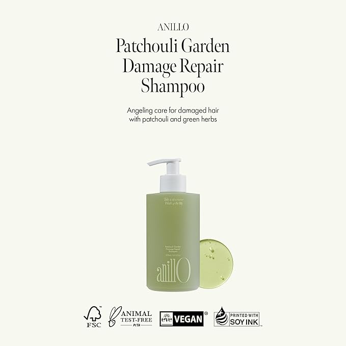 Patchouli Garden Damage Repair Shampoo - Korean Hair Care Nourishing Shampoo for Men & Women w/Patchouli Leaf Water, Protein Complex & Green Herb Complex - Vegan Scalp Cleanser (15.22 fl.oz)