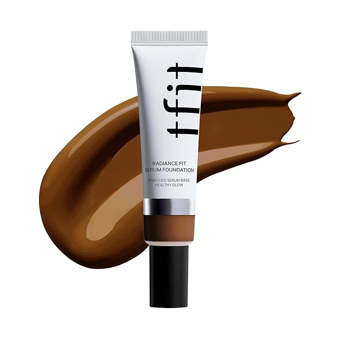 TFIT Radiance Fit Serum Foundation - Flawless Coverage, Dewy finish, Long-lasting Waterproof and sweatproof,Lightweight,Creamy Natural,1.05 Oz. (C11 Mahogany, 1.05 Oz.)