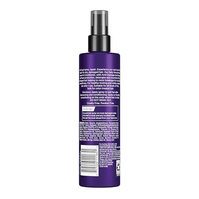 John Frieda Frizz Ease Daily Nourishment Leave-In Conditioner, Detangles Frizzy, Damaged Hair, Reduces Breakage, Protects Against Heat, with Vitamins A, C, E & Green Tea Extract, 8 Oz