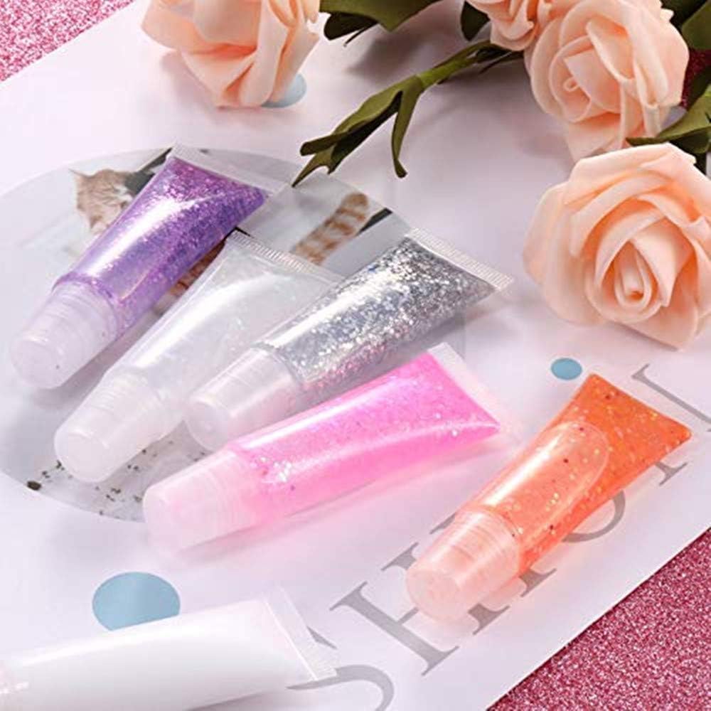 JIAKAI 10ml Mini Clear Refillable Empty Tubes Lip Gloss Balm Container，Soft Tubes Makeup Box，Shampoo Samples Empty Tubes with Screw Cover (20pcs)