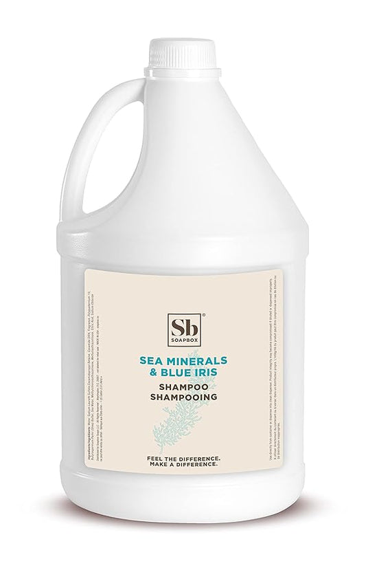 Soapbox Sea Minerals & Blue Iris Shampoo, Vegan, Color Safe, Harsh Harsh Sulfate Free & Silicone Free Hair Shampoo Refill for Home & Professional Use - Gallon Size