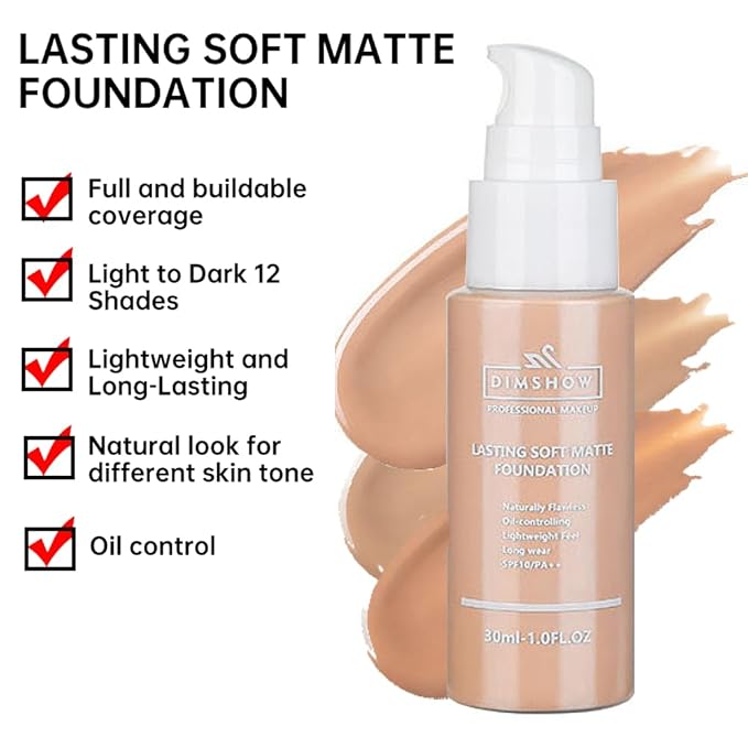 Flawless Matte Liquid Foundation Makeup, Vegan & Cruelty-Free, Liquid Oil-Free Foundation Face Makeup for Combination & Oily Skin, Longwear Medium-Full Coverage (07, 30ml)