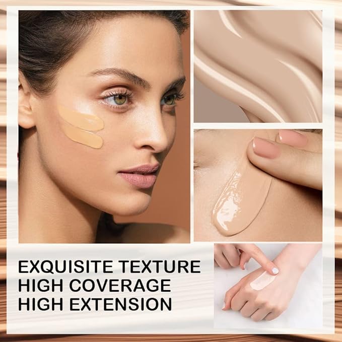 Beauty Glazed Soft Matte Silky Full Coverage Liquid Foundation, Multi-Use Buildable Foundation Lightweight Feel Oil Control Longwear Naturally Flawless Coverage Foundation (102 Nude)