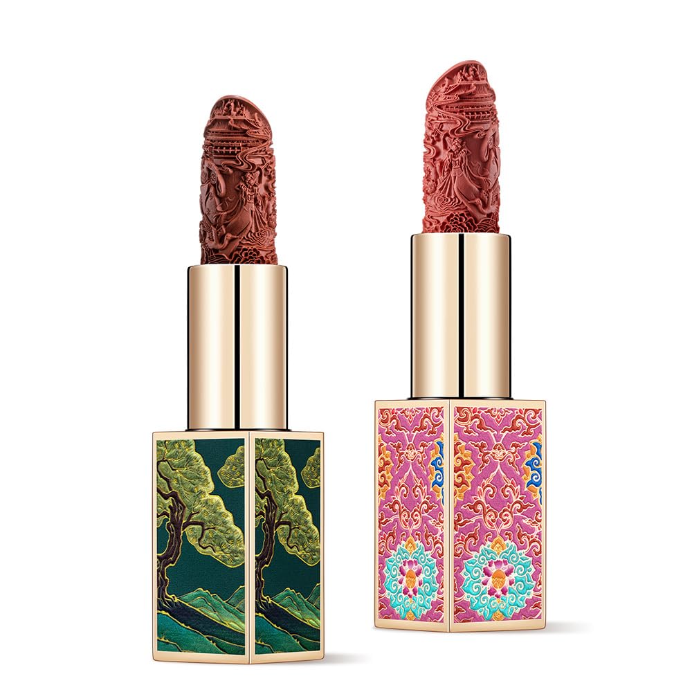 Catkin Moist Lipstick Hydrating High Impact Color Infused with Vitamin E and Avocado Oil Smooth Soft Texture Long Lasting Glow + Matte Finish 2pcs Set 02