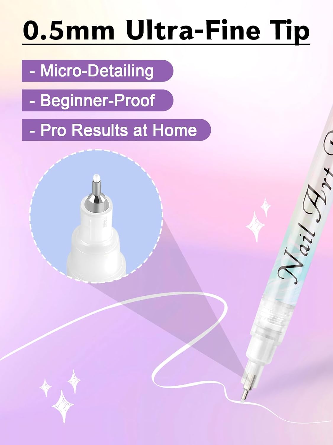 1 PCS White Nail Art Polish Pens, Kalolary 0.5mm Nail Art Markers Nail Point Graffiti Dotting Pen Drawing Painting Liner Brush for DIY Nail Art Beauty Adorn Manicure Tools