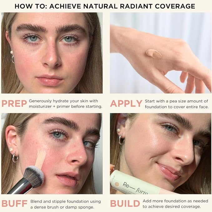 HALEYS Re-form Luminous Skin Foundation, VEGAN + CRUELTY-FREE, Blurs, Conceals, Blendable, Buildable Med-to-Full Coverage, Weightless, Oil-free, All-Day Wear, Hyaluronic Acid, All skin types (2.15)