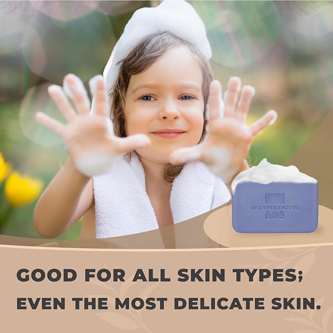 One With Nature Dead Sea Salt Lavender Soap 7oz 3-Pack – Soothing and Exfoliating Soap Bar with Dead Sea Minerals for Face & Body, for Men & Women