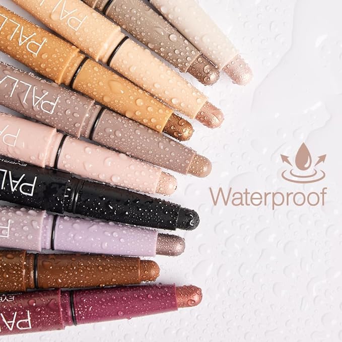 Palladio Waterproof Eyeshadow Stick with Blending Sponge, Long Lasting & Effortless Application, Smudge Free & Crease Proof Formula, Matte & Shimmer Shades, Buildable Eye Shadow (Matte Rose)