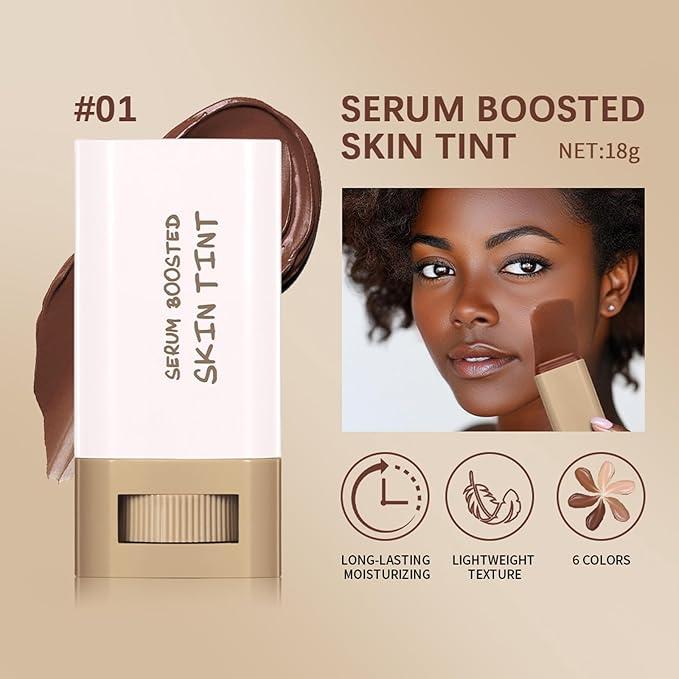 Beauty Balm Serum Boosted Skin Tint – Hydrating Tinted Moisturizer, Lightweight Solid Tinted Foundation Stick for Flawless, Sheer to Medium Coverage, Radiant & Dewy Finish, All-Day Wear (4#, 1)