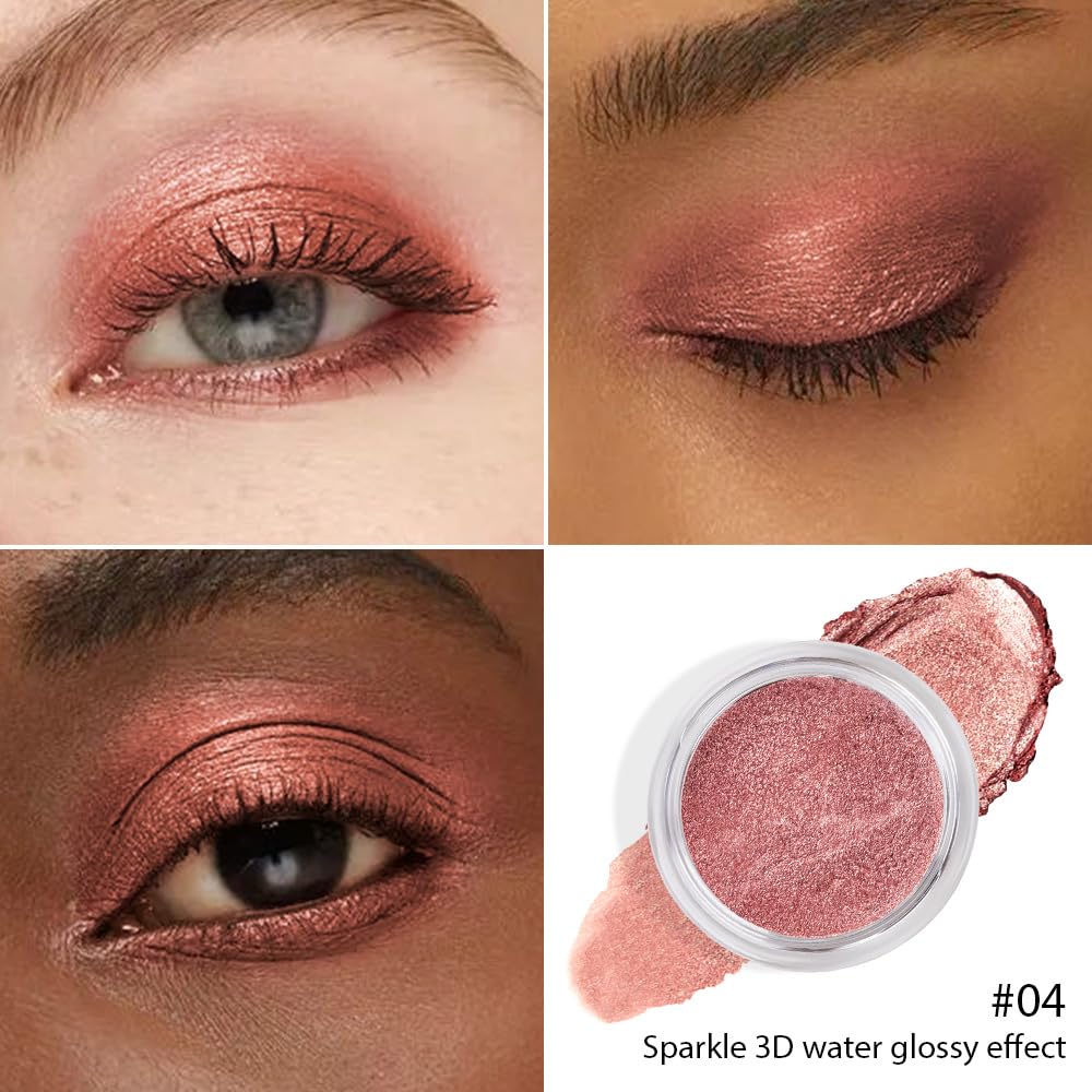 Cream Glitter Brownish Red Shimmer Metallic Eyeshadow Palette Makeup, Natural Single Mini Instant Holographic Eyeshadow For Older Women, Sombras Crema Para Ojos, Talc, Paraben & Cruelty Free